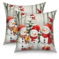 thumbnail image 1 of Dashan Christmas Throw Pillow Covers 16x16 Set of 2,Cute Snowmans Linen Pillow Cases for Bedroom Sofa Couch, 1 of 6