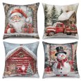 thumbnail image 1 of Dashan Christmas Throw Pillow Covers 18x18 4 PCS Santa Claus Snownman Couch Cushion Pillowcases for Bedroom Home Decor, 1 of 6