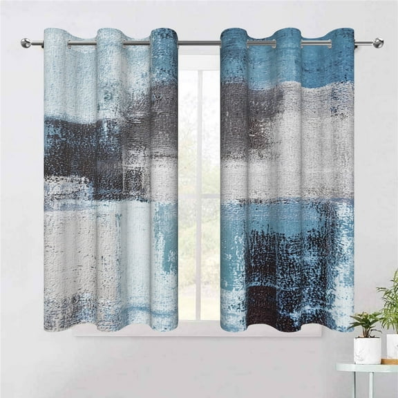 Dashan Dusty Blue Abstract Blackout Curtains for Bedroom Living Room Decor Grommet Window Drapes 42x63 Inch,2 Panels