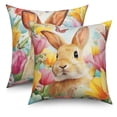 thumbnail image 1 of Dashan Easter Bunny Throw Pillow Covers 18x18 Set of 2,Cute Rabbit Flower Decorative Pillow Cases for Bedroom Sofa Couch, 1 of 6
