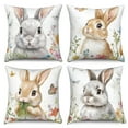 thumbnail image 1 of Dashan Easter Bunny Throw Pillow Covers 20x20 Set of 4,Rabbit Floral Spring Decorative Pillow Cases for Bedroom Sofa Couch, 1 of 6