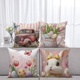 thumbnail image 1 of Dashan Easter Throw Pillow Covers 18x18 Set of 4,Spring Bunny Rabbit Flower Decorative Pillow Cases for Bedroom Sofa Couch, 1 of 6
