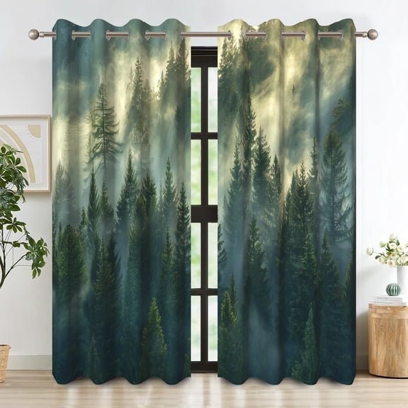 Dashan Forest Blackout Curtain for Living Room,Green Tree Nature Thermal Insulated Window Drapes for Bedroom (52Wx84L,2 Panels)