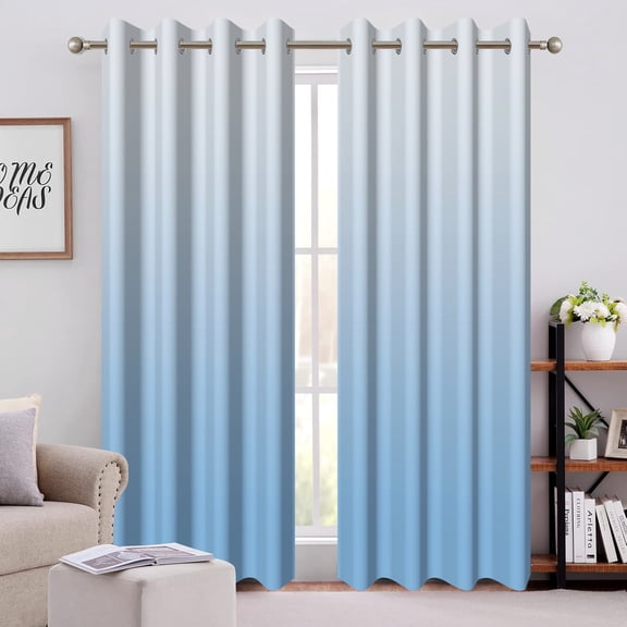 Dashan Light Blue Blackout Curtains for Living Room,Grommet Thermal Insulated Window Drapes for Bedroom (52Wx84L,2 Panels)