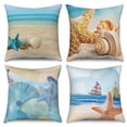 thumbnail image 1 of Dashan Nautical Coastal Throw Pillow Covers 18x18 Set of 4,Starfish Seashell Decorative Pillow Cases for Bedroom Sofa Couch, 1 of 6