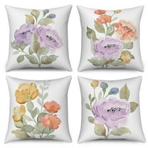 Dashan Pink Floral Throw Pillow Covers 18x18 Set of 4,Spring Flower Decorative Pillow Cases for Bedroom Sofa Couch
