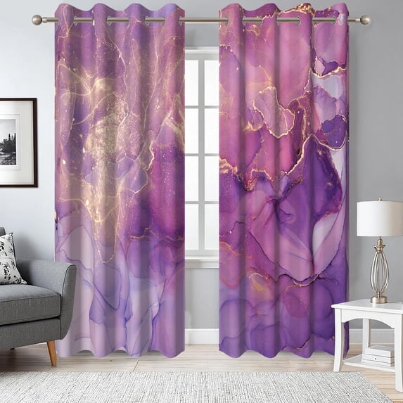 Dashan Purpled Gold Marble Blackout Curtains for Bedroom Living Room Decor Grommet Window Drapes 42x63 Inch,2 Panels