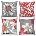 thumbnail image 1 of Dashan Red Grey Throw Pillow Covers 20x20 Set of 4,Modern Daisy Flower Decorative Pillow Cases for Bedroom Sofa Couch, 1 of 6