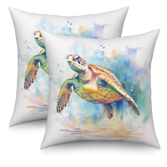 Dashan Sea Turtle Throw Pillow Covers 20x20 Set of 2,Coastal Ocean Theme Pillowcase Pillowcases for Sofa Couch Living Room