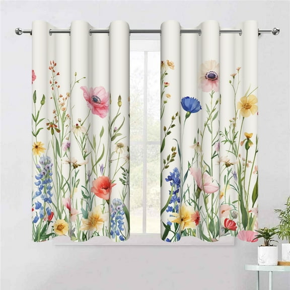 Dashan Spring Floral Blackout Curtains for Bedroom Living Room Decor Grommet Window Drapes 42x63 Inch,2 Panels