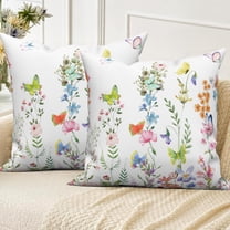 Dashan Spring Floral Throw Pillow Covers 20x20 Set of 2,Rustic Wild Flowers Decorative Pillow Cases for Bedroom Sofa Couch