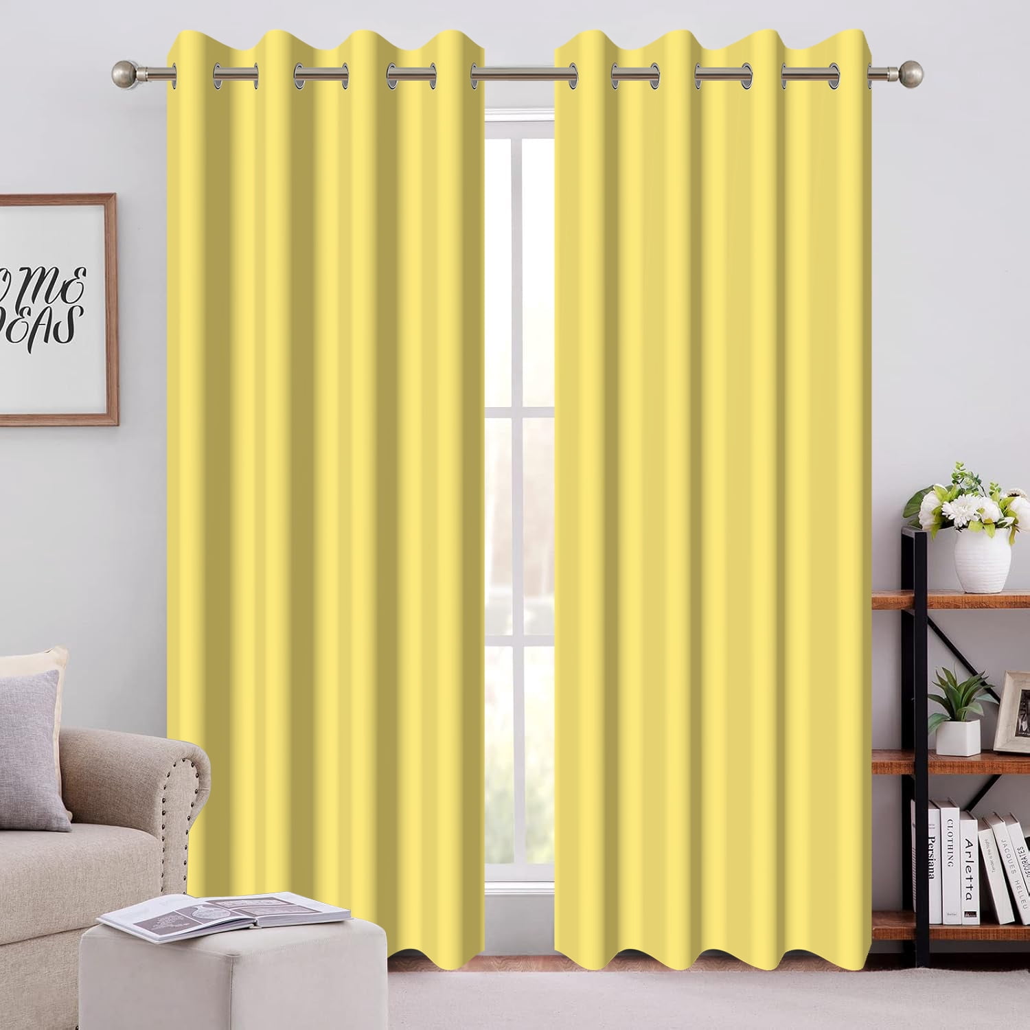 Dashan Yellow Blackout Curtains for Bedroom,Room Darkening Curtain for