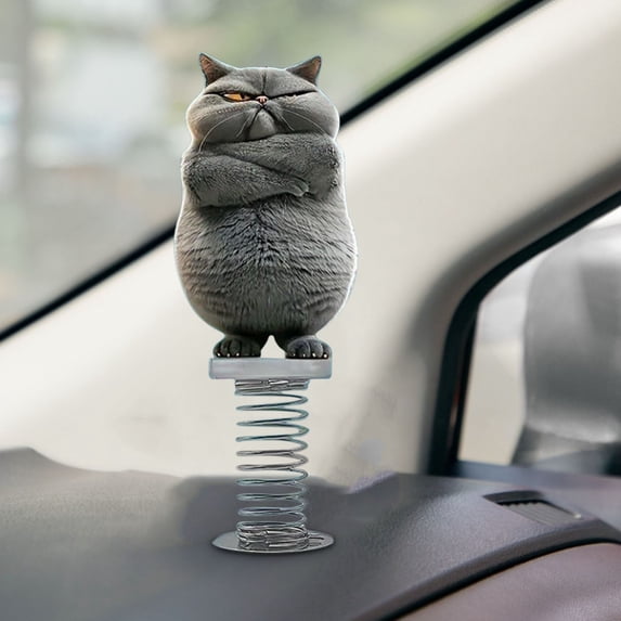 Dashboard Bobbleheads for Cars,Cat Dashboard Decorations with Spring,Cute Shy Kitty Bobble Head Car Accessories,Fun Bouncing Shaking Dashboard Decor,for Dashboard Desktop Home,Gift for Cat Lovers