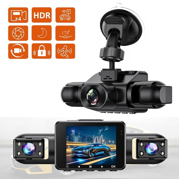 Dashboard Camera,Vehicle Night Vision Dashcam for Front, Rear, and Interior Recording,Sensitive Motion Detection 24/7 Recording Parking Mode Monitor Reversing Help