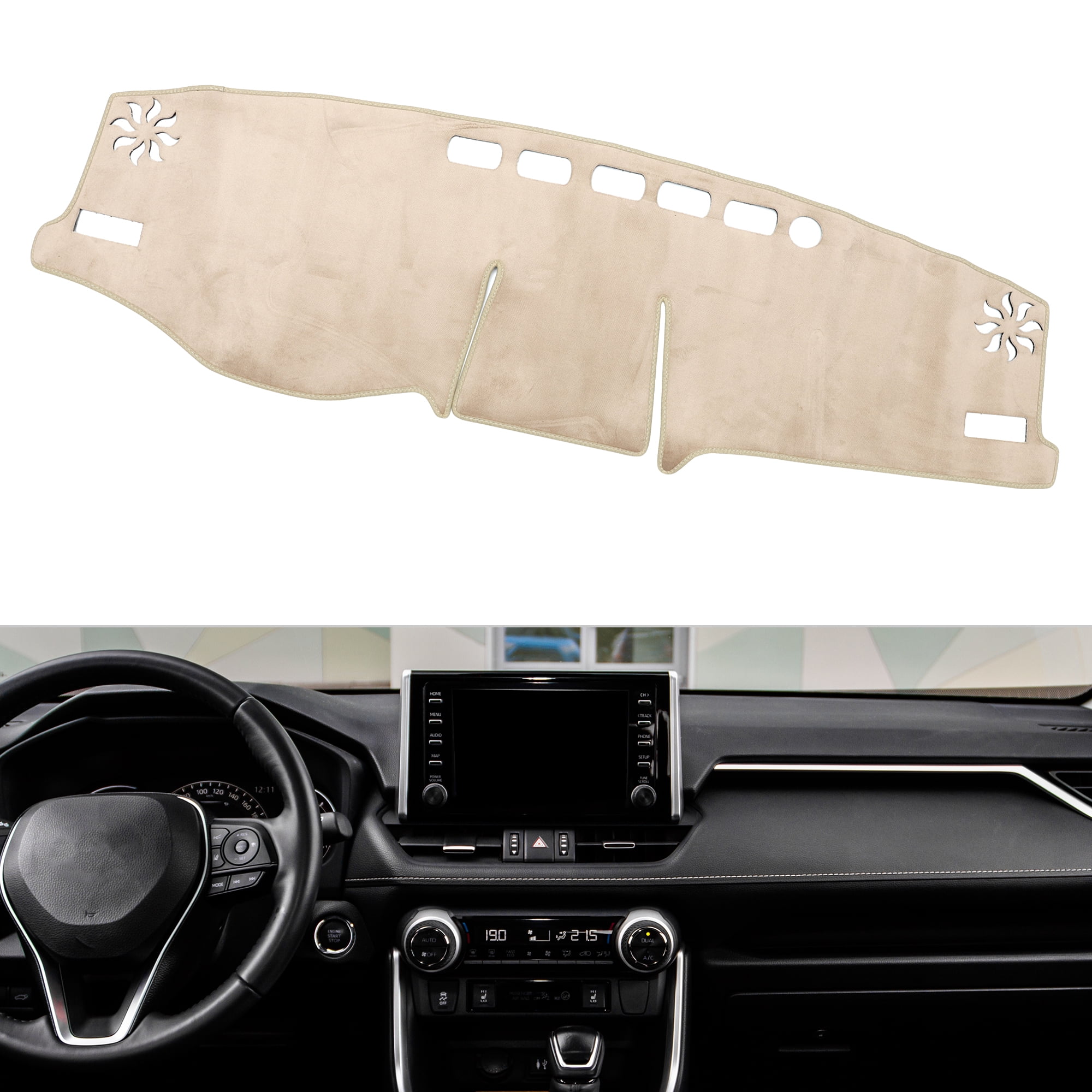 Dashboard Cover Anti-Slip/Anti Dust Dash Cover Mat Carpet for TOYOTA RAV4 XA50 2020-2024 Flannel Beige