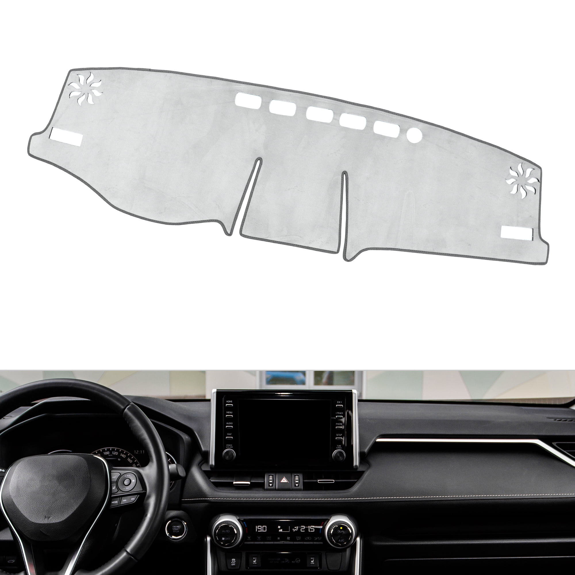 Dashboard Cover Anti-Slip/Anti Dust Dash Cover Mat Carpet for TOYOTA RAV4 XA50 2020-2024 Flannel Gray