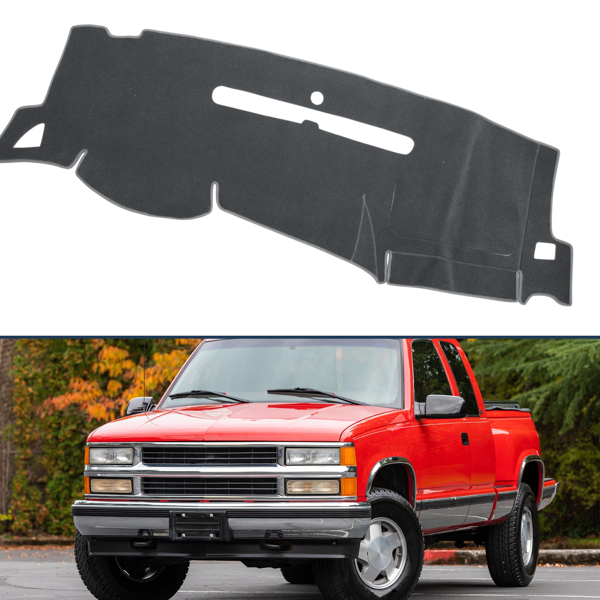 Dashboard Cover Dash Cover Mat Carpet for Chevy Silverado 1500 LT/WT 2007-2013 Polyester Gray