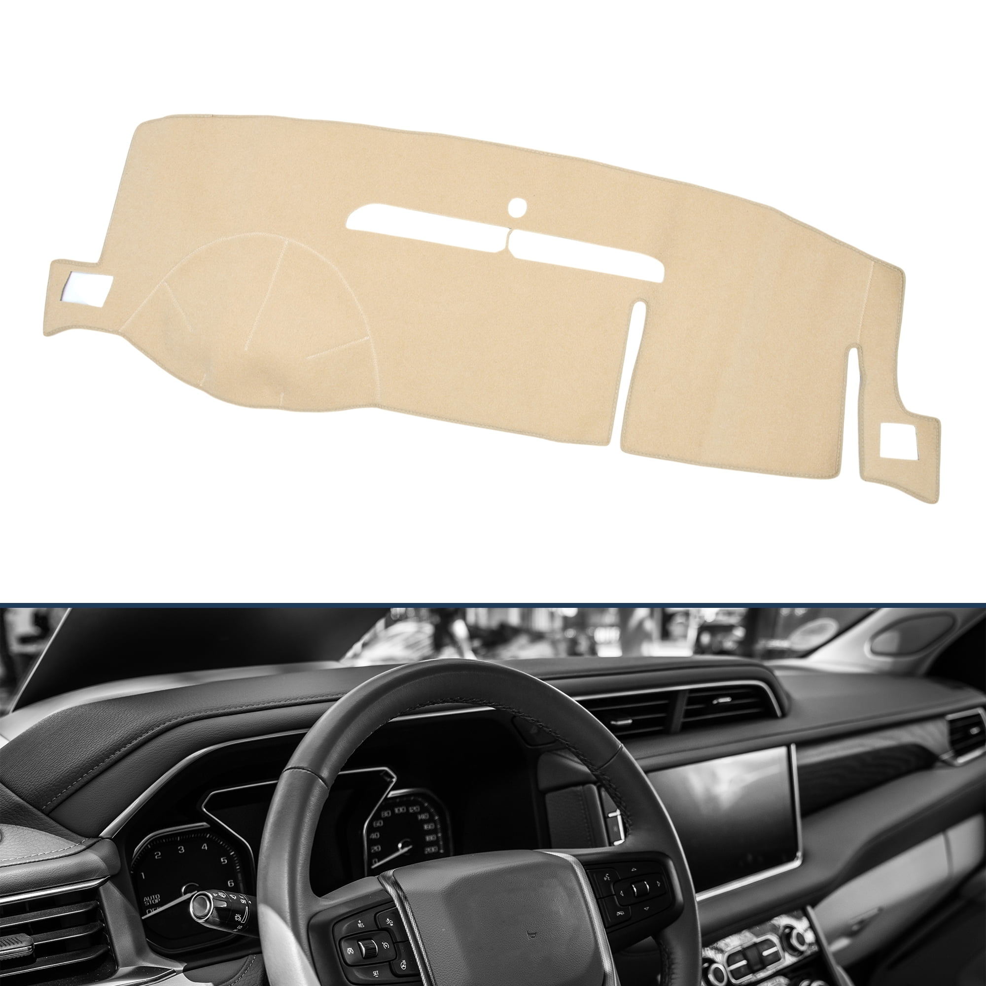 Dashboard Cover Dash Cover Mat Carpet for GMC Yukon Sierra SLT Denali 2007-2014 Polyester Beige