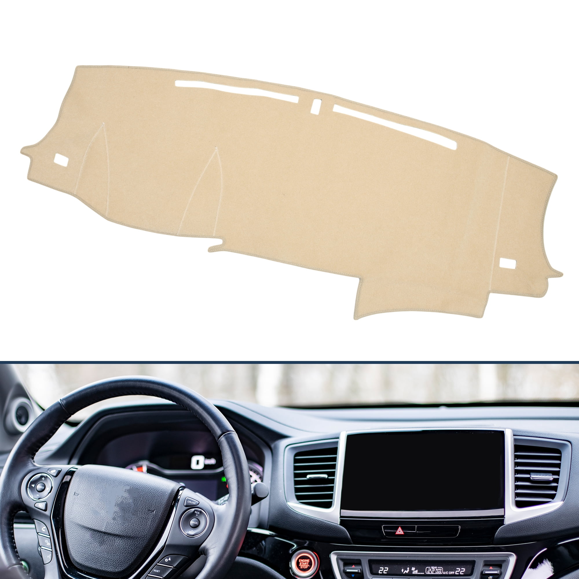 Dashboard Cover Dash Cover Mat Carpet for HONDA PILOT 2019-2024 Polyester Beige