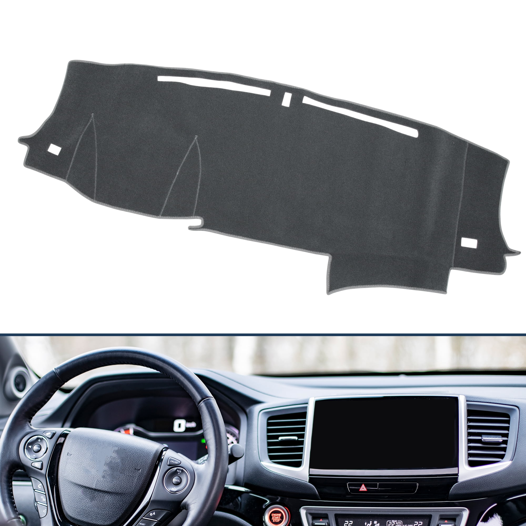 Dashboard Cover Dash Cover Mat Carpet for HONDA PILOT 2019-2024 Polyester Gray