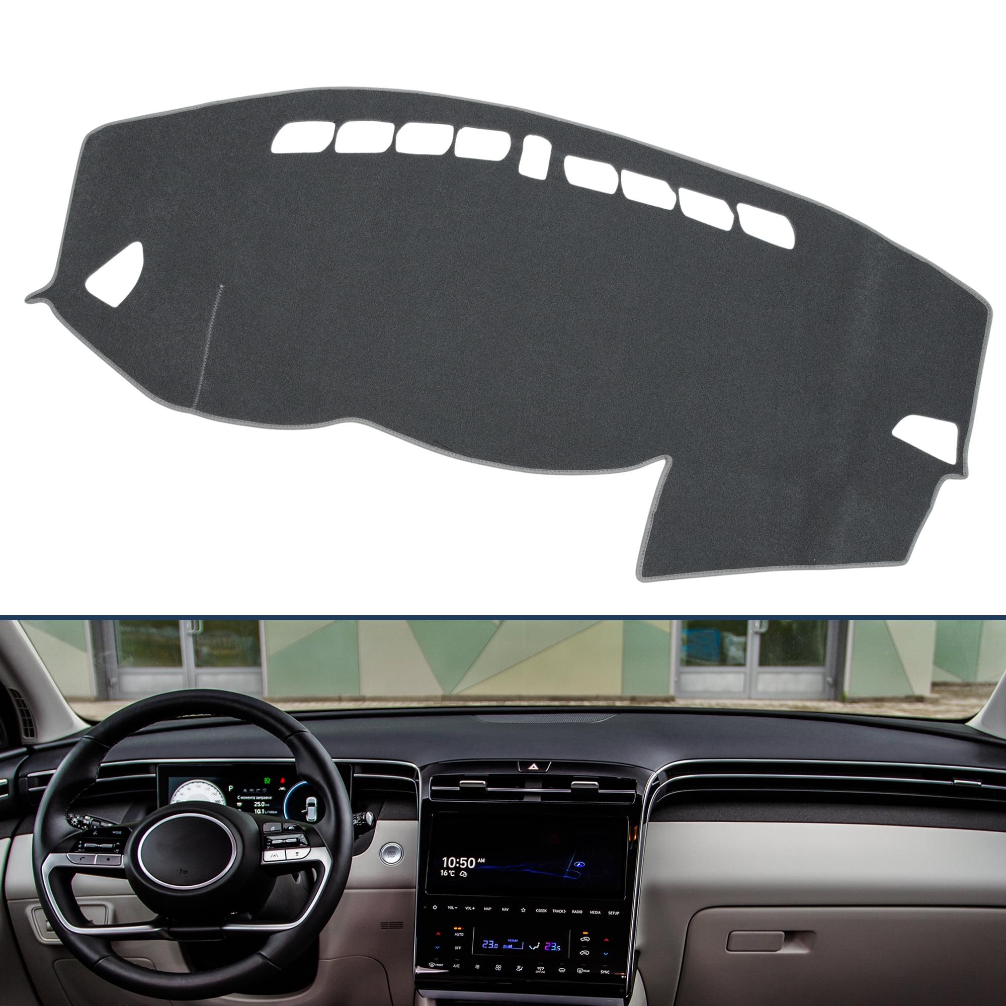 Dashboard Cover Dash Cover Mat Carpet for Hyundai Tucson 2016-2018 Polyester Gray