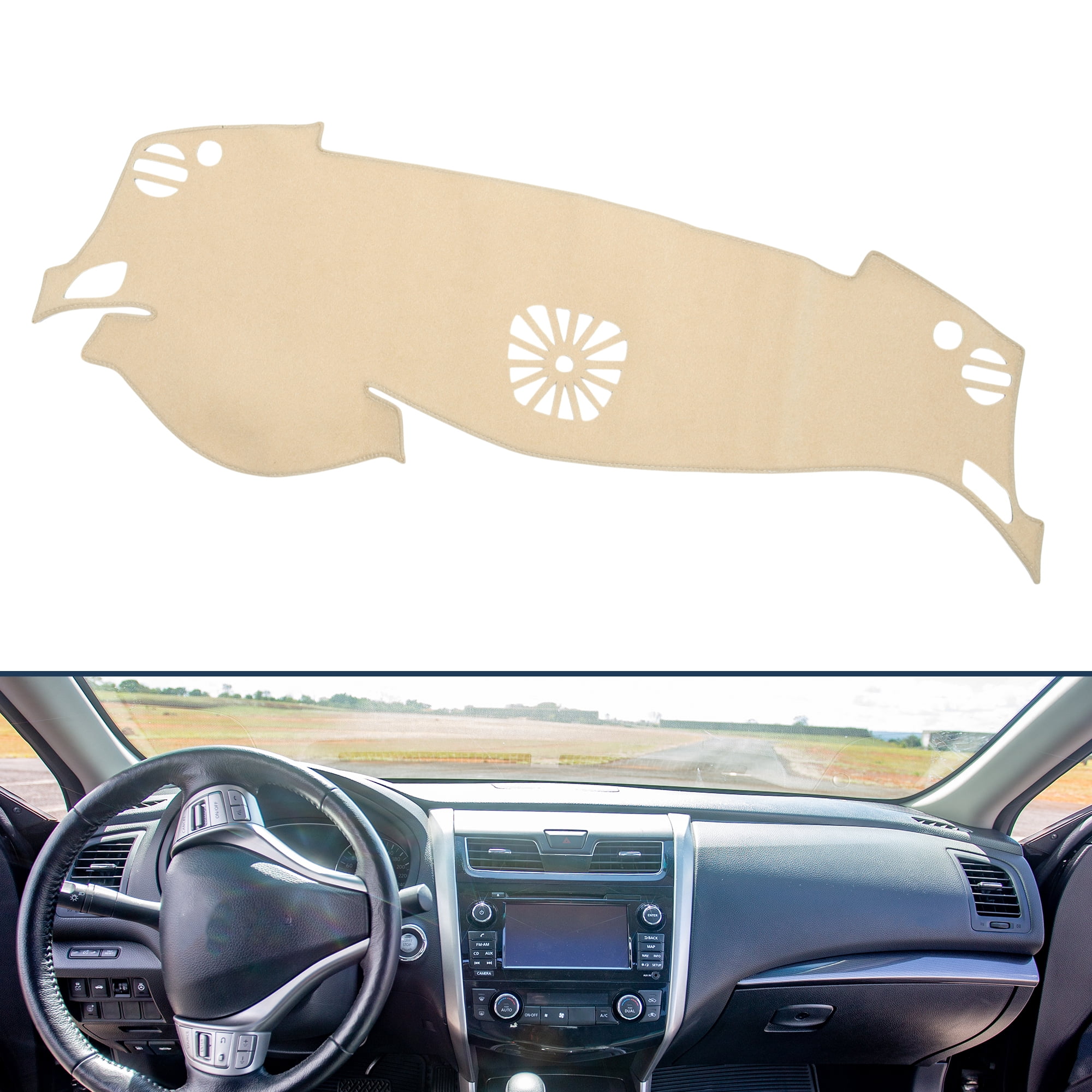 Dashboard Cover Dash Cover Mat Carpet for Nissan Altima 2013-2018 Polyester Beige