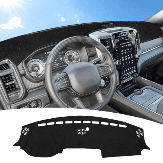 Dashboard Cover for Dodge Ram, Flannel Dashboard Pad Dash Mat Compatible with Dodge Ram 1500 2500 3500 2019-2023 2024 2025 2026 Dashboard Decorative Interior Auto Accessories (Without HUD)