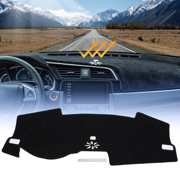 Dashboard Cover for Honda Civic 2022 2023 2024 2025 2026 Interior Polyester Dash Cover Mat Pad Carpet Non-Slip Dashboard Protector Sunshine UV & Heat Resistant Black