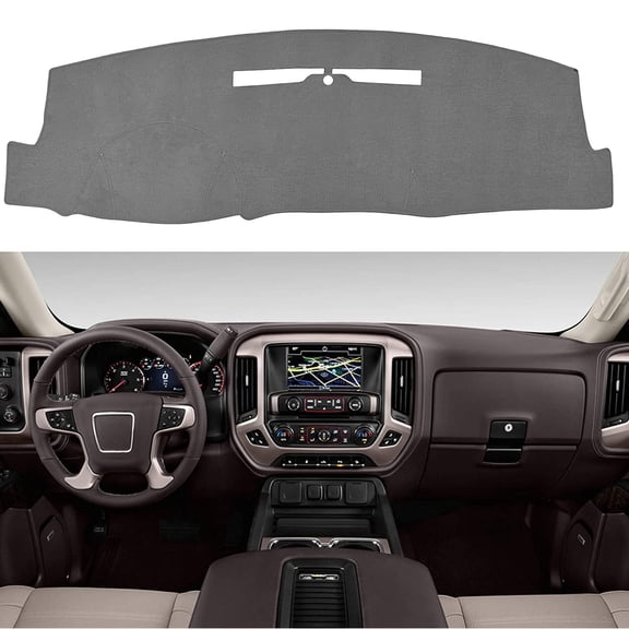SPEEDWOW Dash Cover, Car Dashboard Cover Mat Carpet Fit for 2014-2018 Chevy/GMC, Sun Protection Non-Slip Suede Dashboard Pad, Gray