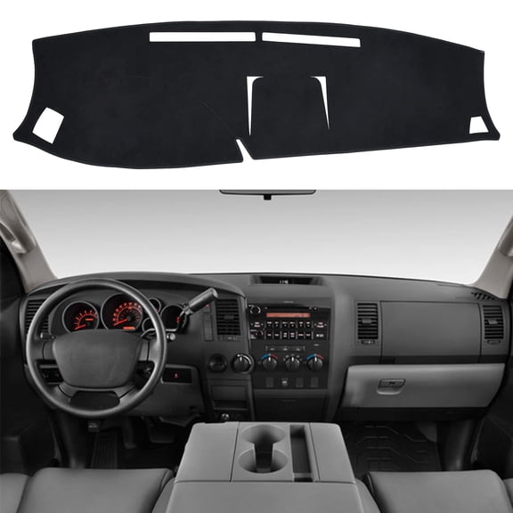 SPEEDWOW Dash Cover, Car Dashboard Cover Mat Carpet Fit for 2007-2013 Toyota Tundra, Scratch-Resistant Non-Slip Suede Dashboard Pad, Black
