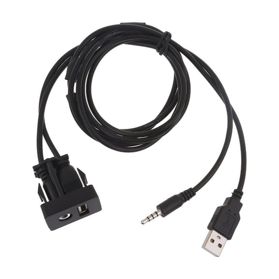 Dashboard Panel USB + 3.5mm Connector USB Flush Mount Cable Water Extension Wire Cord 100cm/39.37in