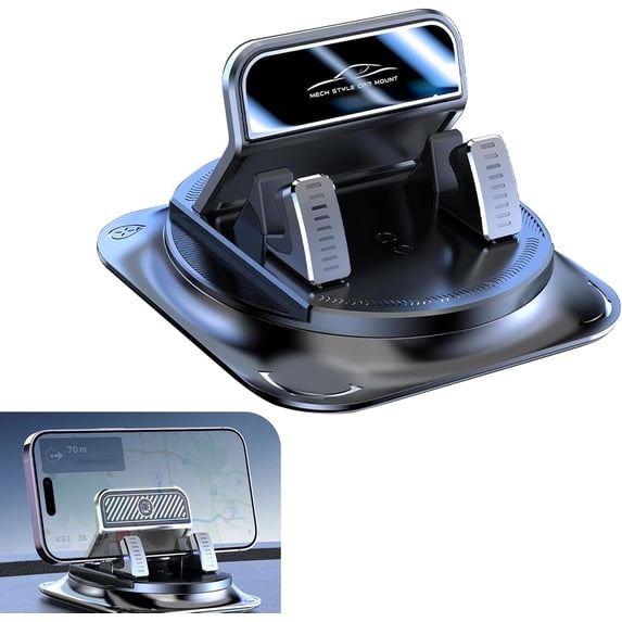 Dashboard Phone Cradle Mount, One-hand Operation Dashboard Mobile Phone Cradle, Non-slip 360-degree Rotation Smartphone Holder Mount, Universal for Most Cars, SUVs, Trucks (Black)