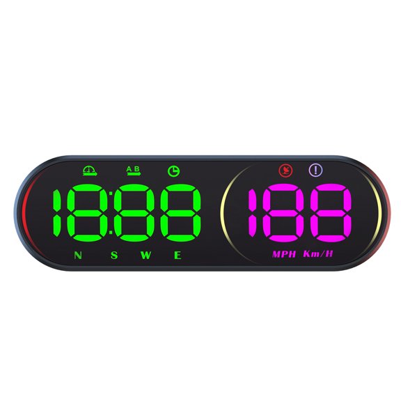 Dashboard Speed Display Car HUD with Large Digital Readout, Direction Screen, USB Powered Driving View for Car In-Car Use