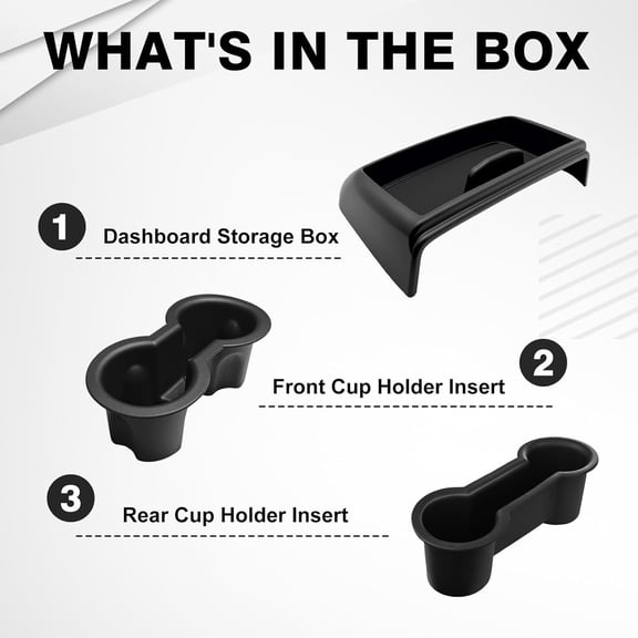 Dashboard Storage Box & Cup Holder Inserts Compatible with 2021-2024 GMC Yukon Chevy Tahoe Suburban Accessories Front & Rear Drink Holder 2PCS & Center Console Organizer Behind Screen