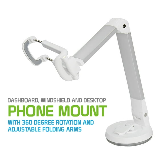 Dashboard, Windshield and Desktop Phone Mount with 360 Degree Rotation and Adjustable Folding Arms for iPhone 14 Pro Max, 14 Pro, 14, Galaxy Z Fold4, A23, S22 Plus, S22 Ultra and more