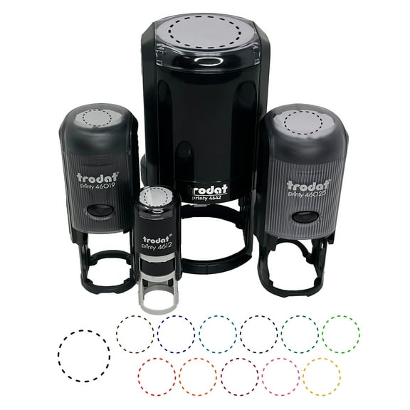Dashed Circle Outline Self-Inking Rubber Stamp Ink Stamper - Black Ink - Mini 1/2 Inch