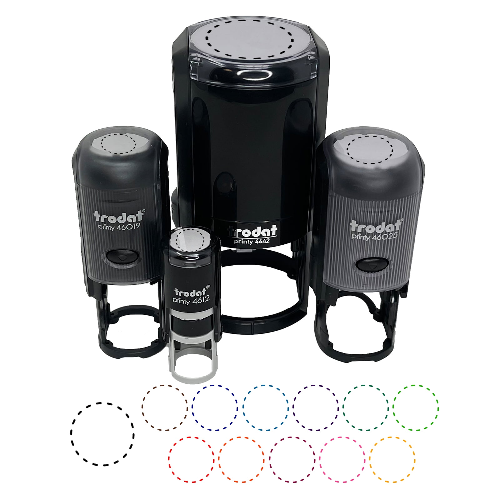 Dashed Circle Outline Self-Inking Rubber Stamp Ink Stamper - Dry Pad (No Ink) - Mini 1/2 Inch