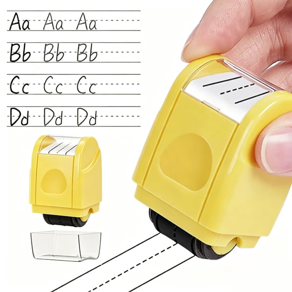 Dashed Handwriting Lines Practice Roller Stamp, Self-Inking Line Rolling Stamp for Teachers, Classroom Must Haves for Preschool Kindergarten, Handwriting Practice Tool with 0.63" Triple-Line Design