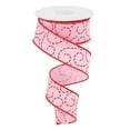 thumbnail image 1 of Dashed Swirls Wired Edge Ribbon, for Making Eye-Catching and Festive Valentine's Day Wreaths,1.5 Inches, Pink Red, 10 Yards, RGC127615, 1 of 1