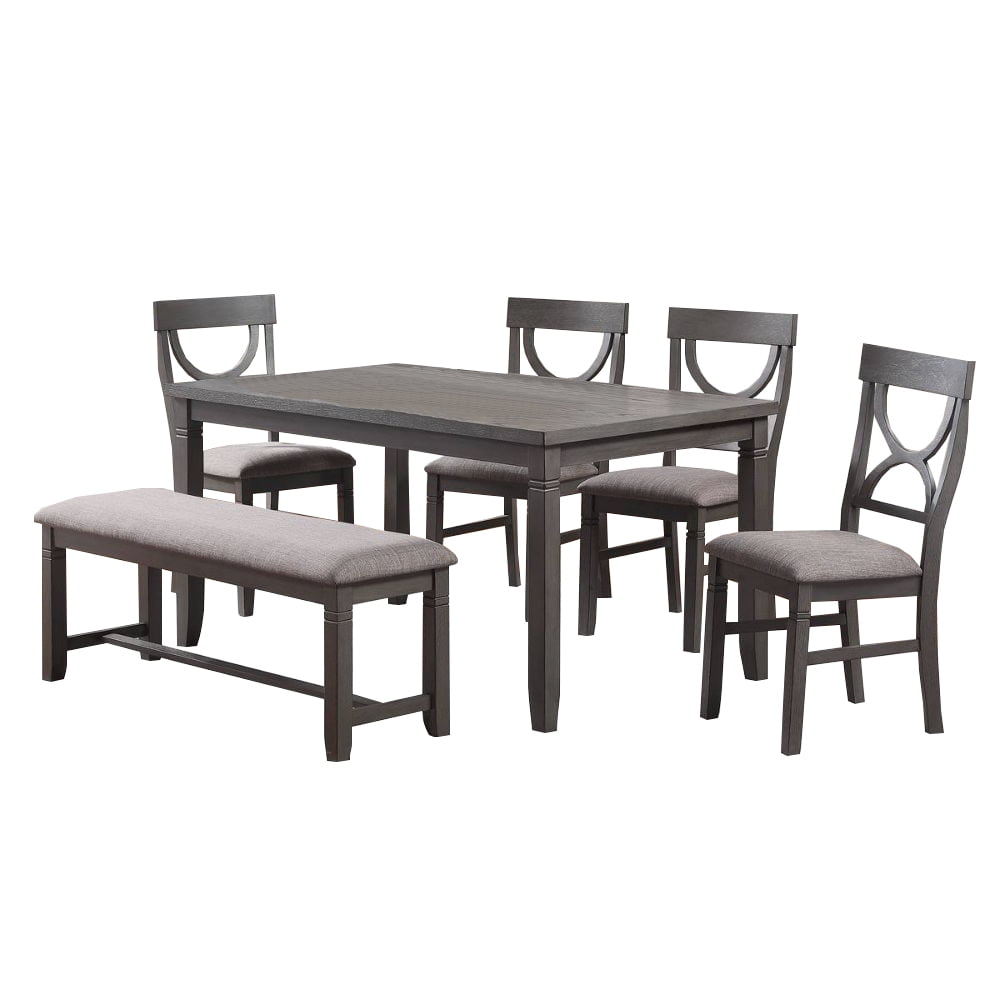 Dasher 6-Piece Wood Dining Set - Grey, Seats 6, Rectangular Table ...