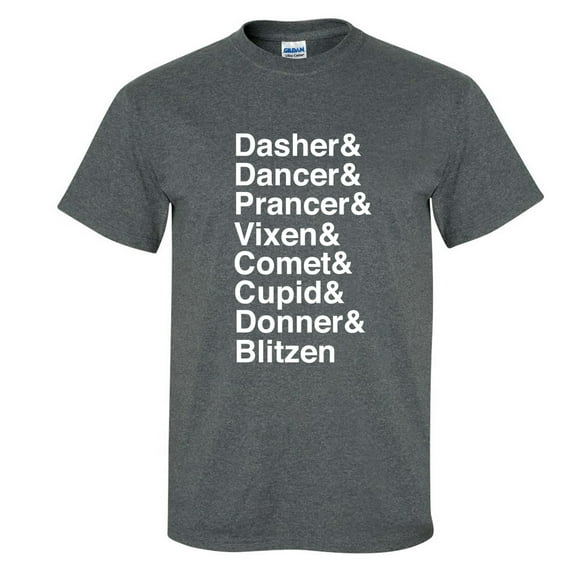 Dasher & Dancer & Prancer & Vixen & Comet & Cupid Adult Short Sleeve T-shirt