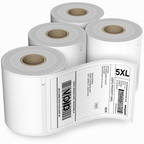 Dasher Products Thermal Shipping Labels Compatible with Dymo LabelWriter 4XL 1744907 4x6 Internet Postage Labels, Water Resistant, Strong Adhesive, Perforated, 220 per Roll (4 Pack)