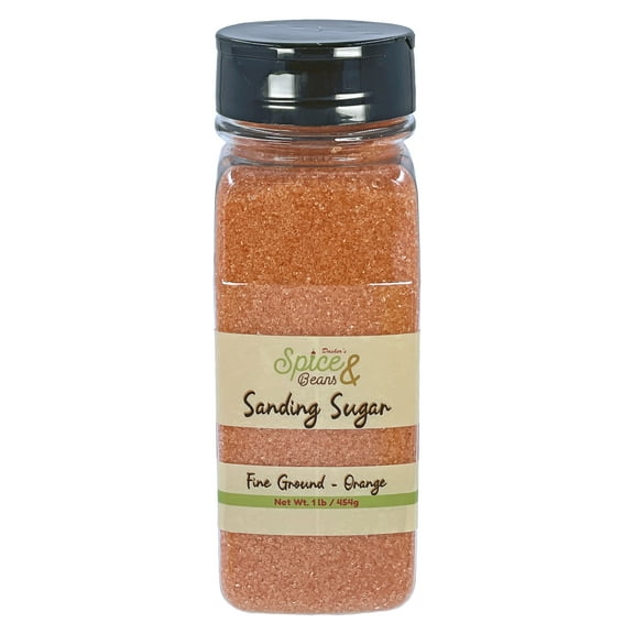 Dasher's Spice & Beans Sanding Sugar | 1 lb Container | Made in USA | Orange