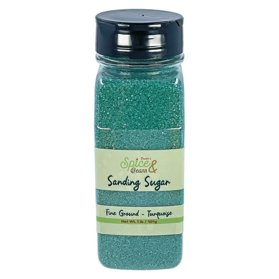 Dasher's Spice & Beans Sanding Sugar | 1 lb Container | Made in USA | Turquoise