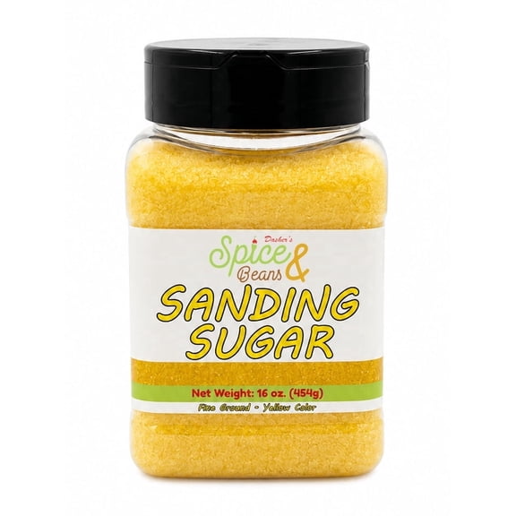 Yellow Sanding Sugar 1 lb - Decorative Baking Sugar Crystals - Cookies, Cupcakes, Cakes, Donuts & Dessert Decorating - Made in USA - Dasher's Spice & Beans
