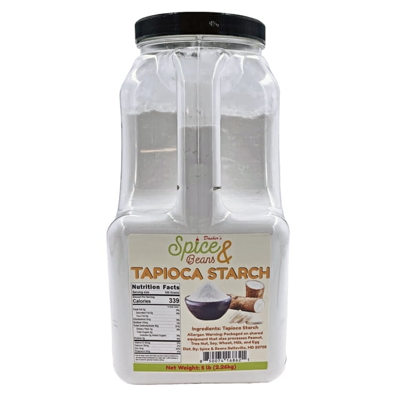 Tapioca Starch 5 lb - Premium Thickening Starch - Sauces, Gravies, Soups, Pie Fillings, Puddings & Gluten-Free Baking - Bulk - Packed in USA - Dasher's Spice & Beans
