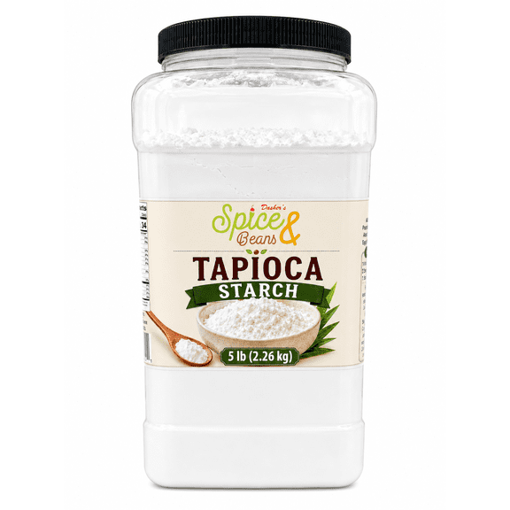 Tapioca Starch 5 lb - Premium Thickening Starch - Sauces, Gravies, Soups, Pie Fillings, Puddings & Gluten-Free Baking - Bulk - Dasher's Spice & Beans