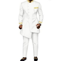 Dashiki African Clothing for Men 2PCS Long Top and Pants Casual Business Wedding Traditional Clothes