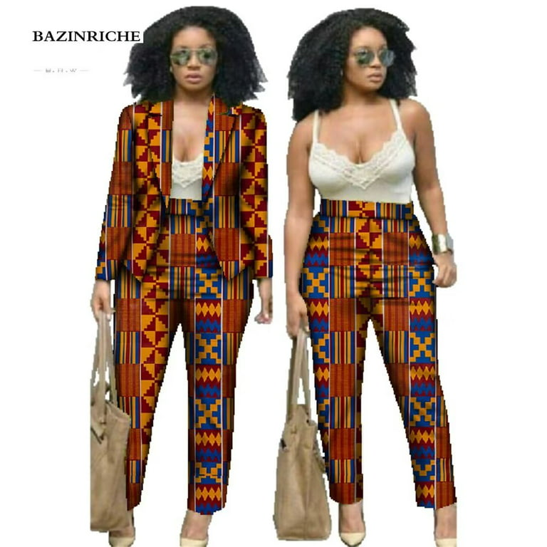Dashiki Pant and Crop Top for Women Jacket Trousers Suits Party