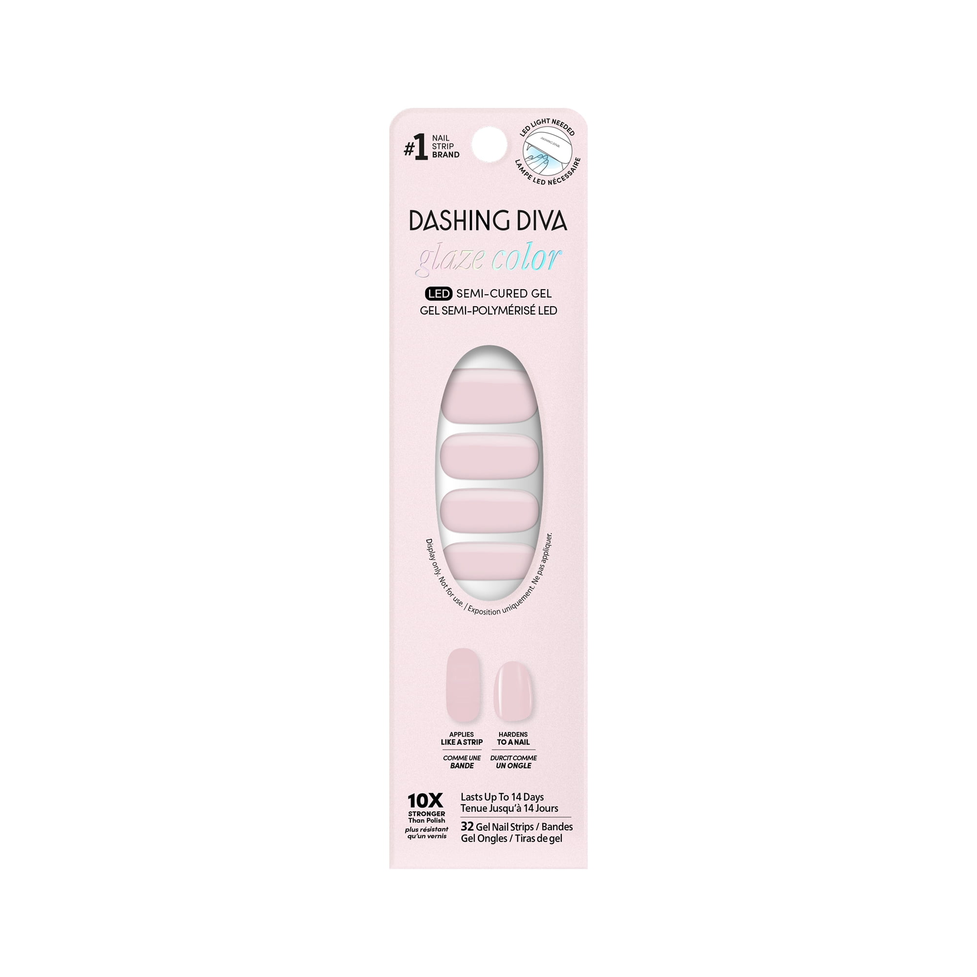 Dashing Diva GLAZE COLOR, Semi-Cured Gel Nail Polish Strips, Whisper, 32 Count